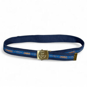 Vintage Levis Belt Mens 30 Blue Canvas Slide 1980 Olympic Games USA 80s